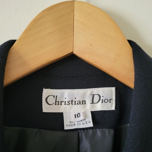 Vintage Christian Dior Double Breasted Rope Embroidered Detail Blazer Navy Sz 10 - Picture 15 of 16
